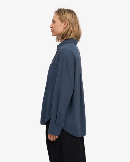 Chemise ample en lin bio | bleu "organic linen oversized shirt - petrol blue" - Colorful Standard