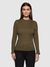 T-shirt manches longues en coton bio | vert "rib high neck long sleeved dark olive"