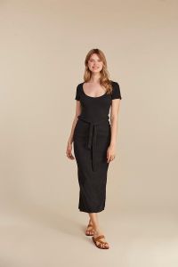 Robe longue noire en coton bio - corrie ribbed dress black