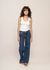 Jean taille basse ample en coton bio | bleu "wide heidi evening jazz"