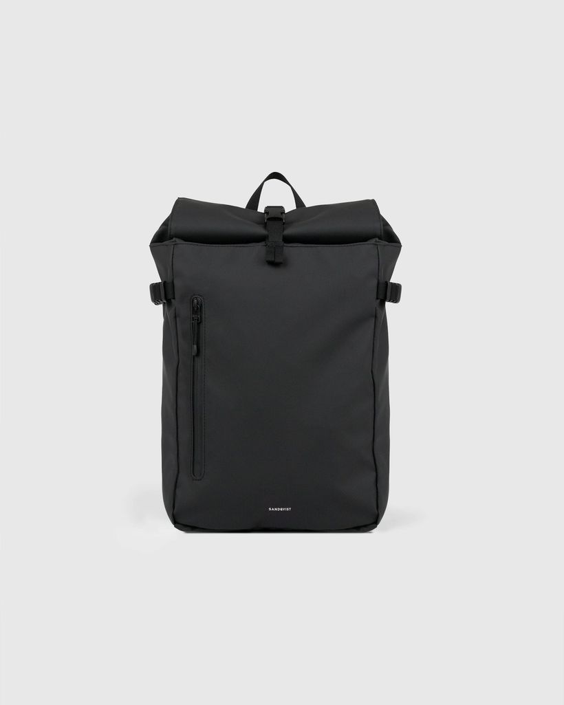 Sac à dos 20l en matière recyclée | noir "stream slim rolltop m - black" - Sandqvist