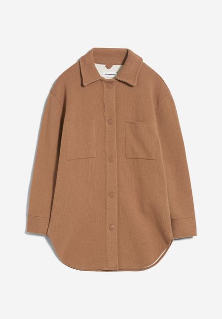 Veste molletonnée camel en coton et laine bio - almaraa cedar wood