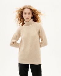 Pull col roulé beige en laine certifiée - matilda beige