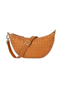 Sac à bandoulière en cuir certifié | camel "leo wild oak woven leather"