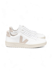 Basket basses en cuir et suède certifiés | blanc et beige "v-12 leather extra white sable"