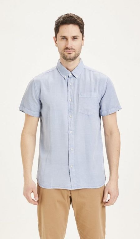 Chemise à manches courtes bleue en tencel - larch