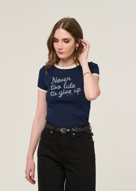 T-shirt en coton bio | bleu "eve ringer too late t-shirt - blueberry" - Nudie Jeans