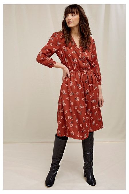 Robe rouge fleurie en tencel - becky