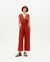 Combinaison en coton bio | rouge orangé "orangered cuadrito winona jumpsuit"