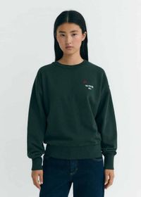 Sweatshirt brodé en coton bio | vert "flower tm bottle green jodie sweatshirt - green"