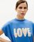 T-shirt imprimé en coton bio | bleu "love ecru volta t-shirt heritage blue" - Thinking Mu