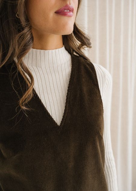 Robe chasuble velours en coton bio | chocolat "olympe" - Bonjour Demain