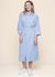 Robe chemise longue en coton bio | bleu "cora - ciel blue"