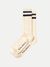 Chaussettes hautes beiges à bande marine en coton bio - amundsson sport socks offwhite/navy - Nudie Jeans - 1
