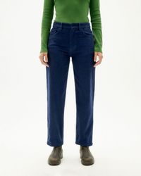 Pantalon droit marine velours en coton bio - navy corduroy nele pants