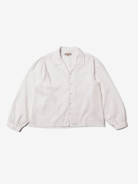 Chemise en coton bio | blanc "edith striped dobby blouse offwhite" - Nudie Jeans