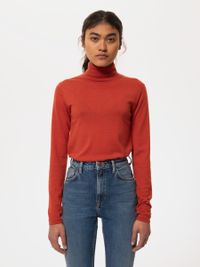 Pull col roulé rouge en laine et coton bio - vivi rollneck rosso