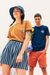 T-shirt brodé caramel en coton bio - fleur d'oranger