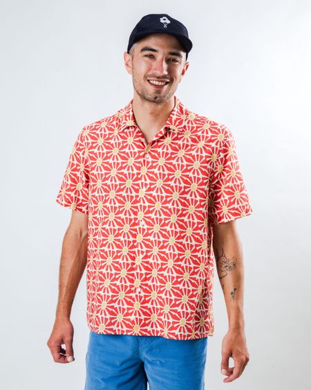Chemise en coton biologique | rouge "marisol aloha shirt red - red"