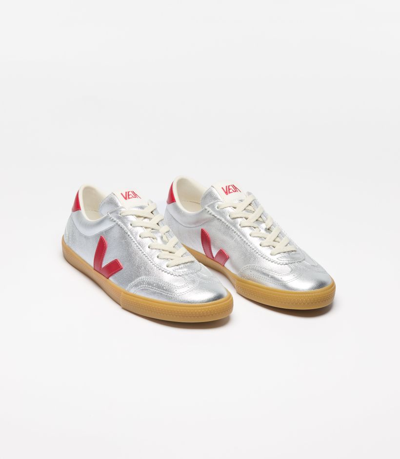 Baskets en cuir | orange et argenté "volley - silver_pepper" - Veja